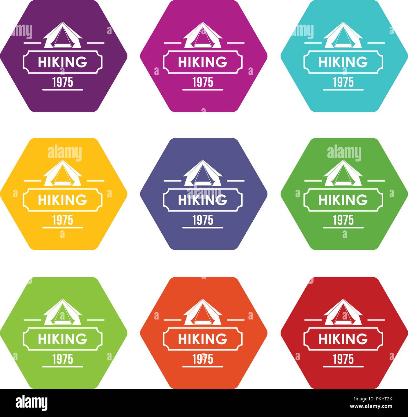 Hiking icons set 9 vector Stock Vector Image & Art - Alamy