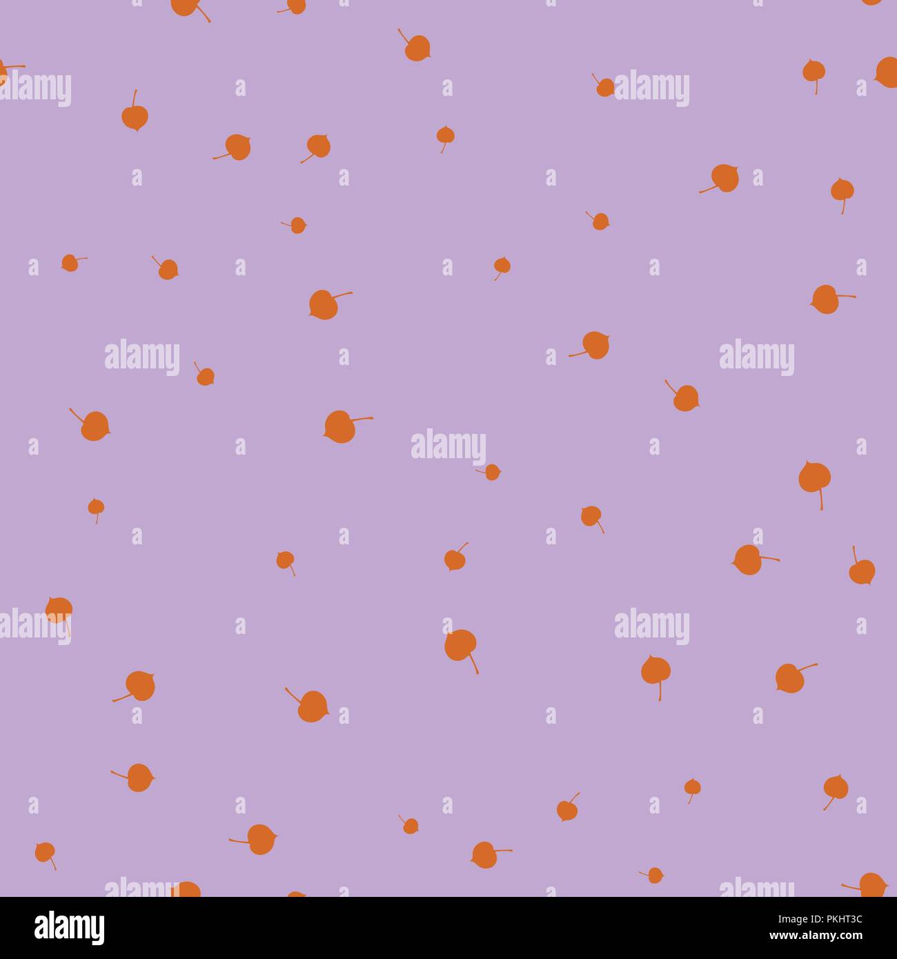 Linden leaf orange pattern seamless. Vector illustration. Purple background. Stock Vector