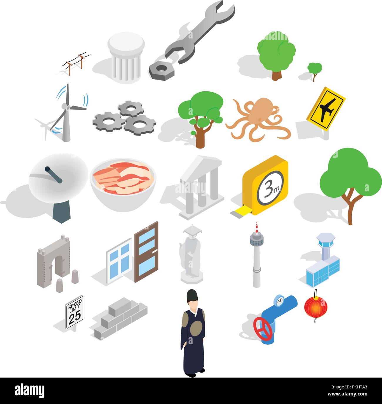 Verge icons set, isometric style Stock Vector
