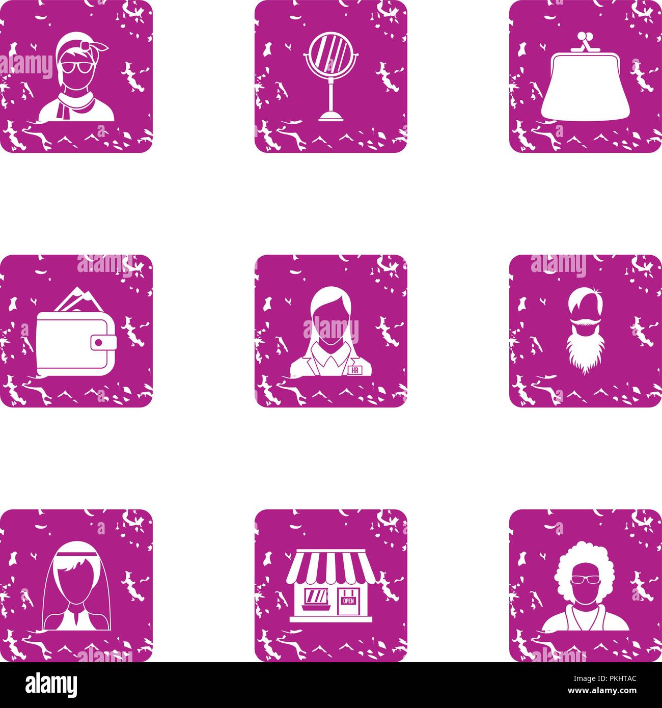 Private practice icons set, grunge style Stock Vector