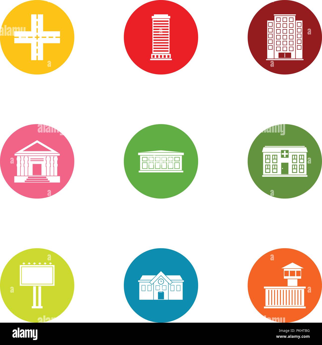 New europe icons set, flat style Stock Vector