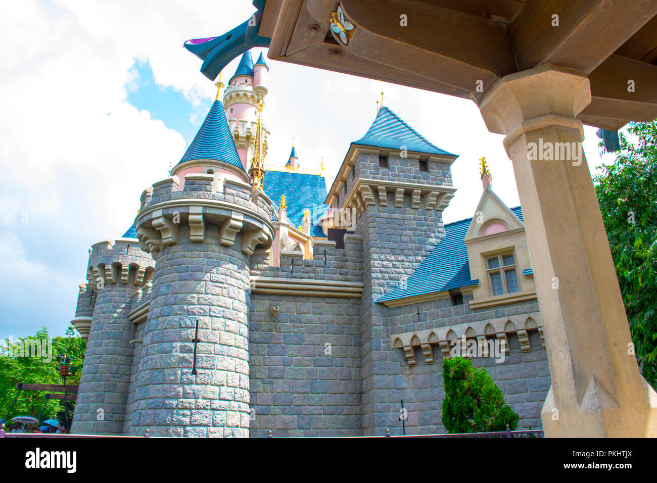 Disneyland Hong Kong, Sleeping Beauty Castle at the center of the park Stock Photo