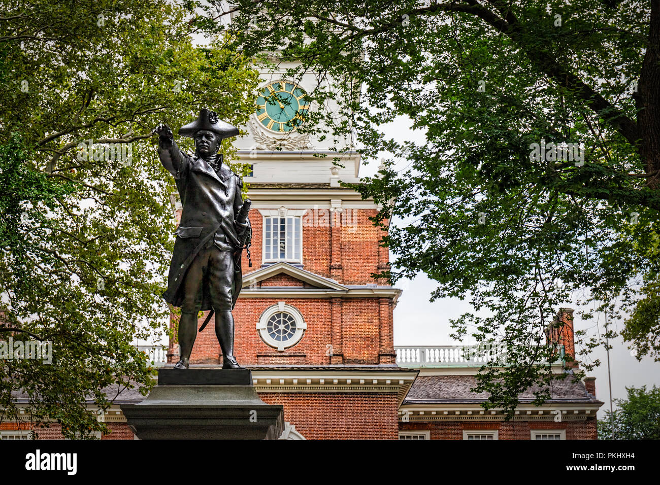 The back of Independence Hall in Philadelphia, PA on a cloudy summer day. Stock Photo