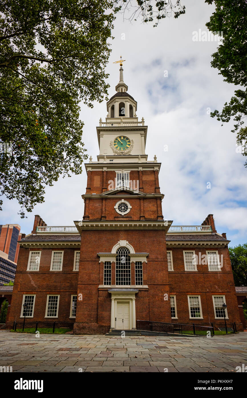 The back of Independence Hall in Philadelphia, PA on a cloudy summer day. Stock Photo