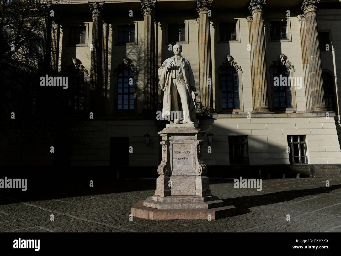 Hermann Von Helmholtz (Potsdam, 1821-Charlottenburg, 1894). German scientist and philosopher. Statue by the sculptor Ernst Herter, located at Humboldt University. Berlin. Germany. Stock Photo