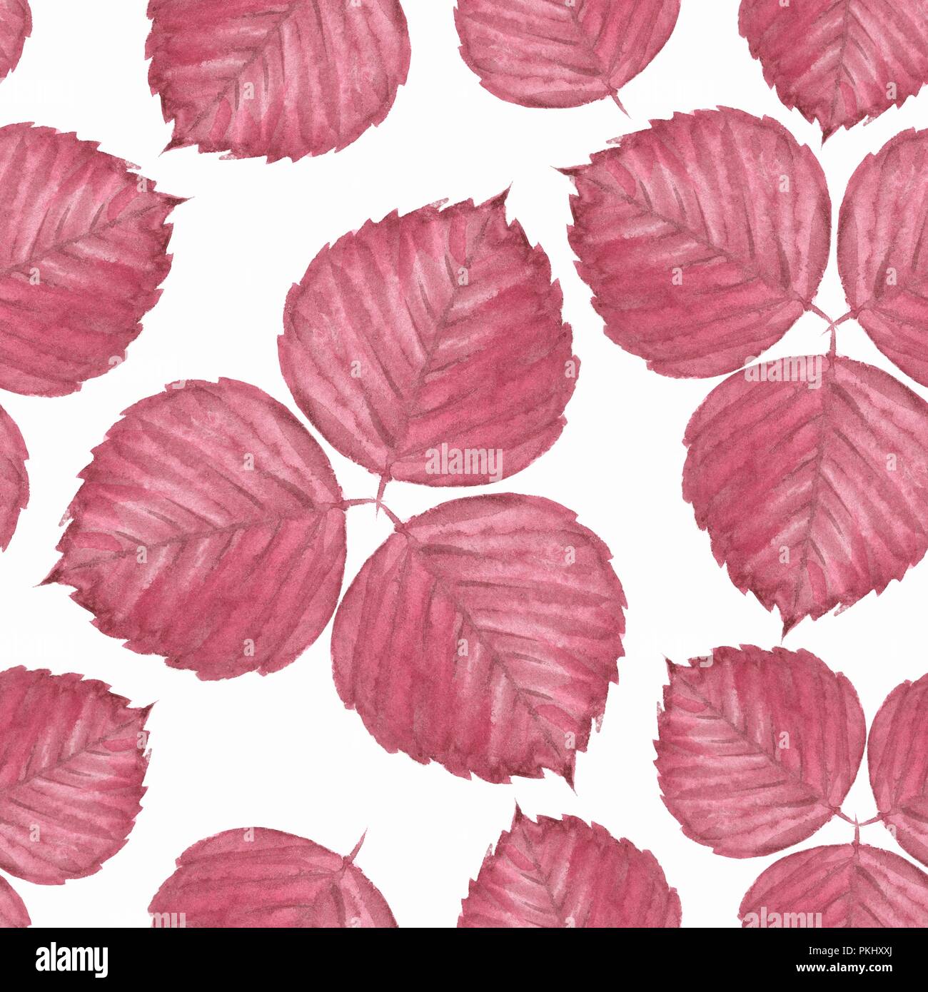 Seamless pattern with red leaves. Watercolor illustration 4 Stock Photo ...