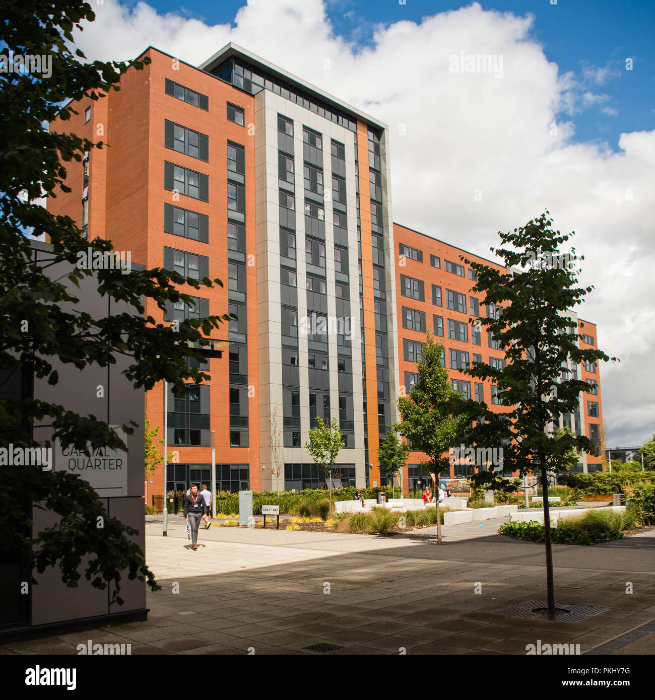 Higher Education in the UK: Lumis commercially operated student living luxury  accommodation buildings, Capital Quarter, Tyndall St,  Cardiff city centre, Wales UK Stock Photo