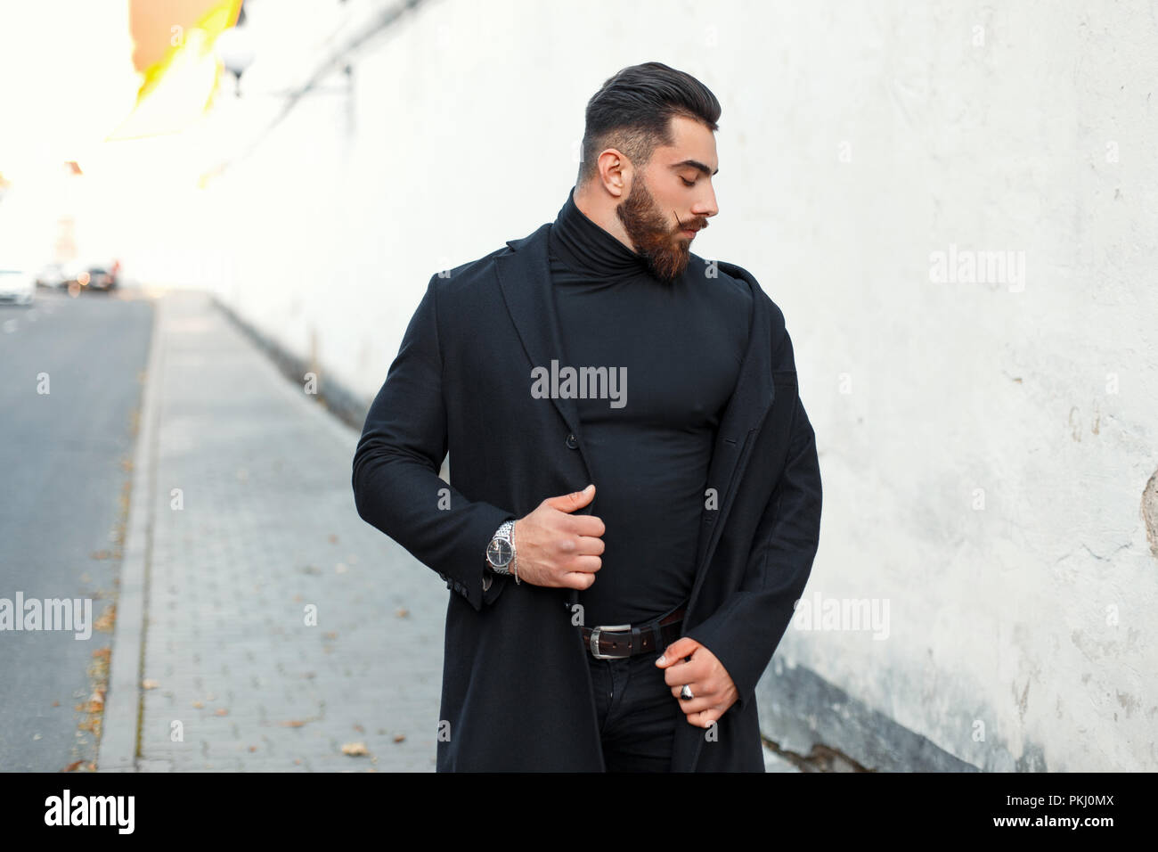 Bearded guy in coat walks hi-res stock photography and images - Alamy