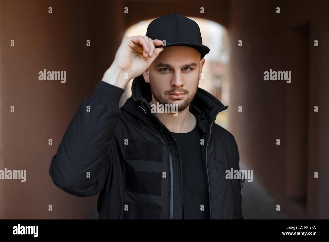 baseball cap in winter