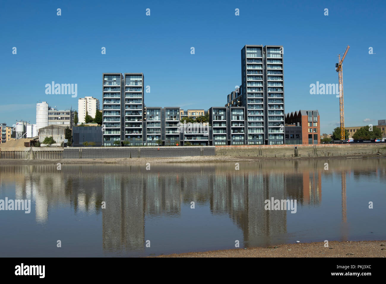 view across battersea reach, a section of the river thames, to the