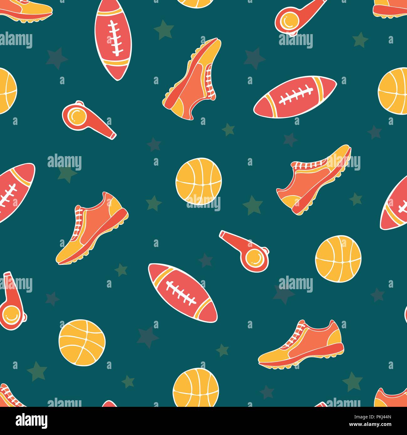 Bright vector seamless pattern with sports objects Stock Vector Image ...