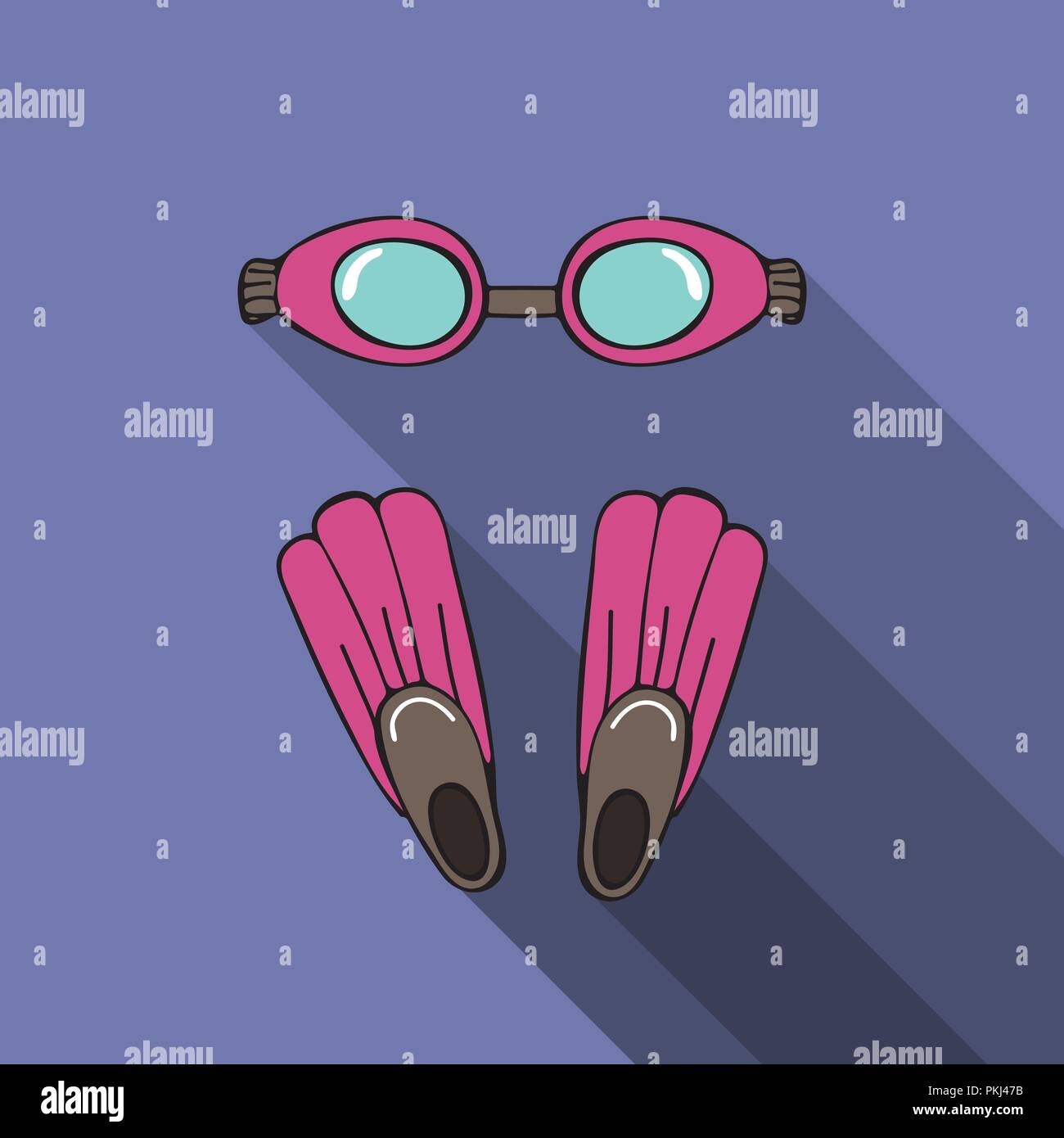 Vector sport illustration with goggles and flippers Stock Vector Image