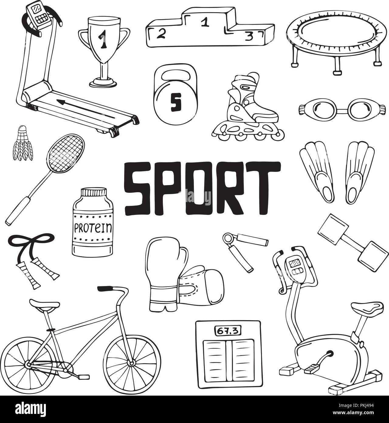 Vector set of sport illustrations. Line art Stock Vector Image & Art ...