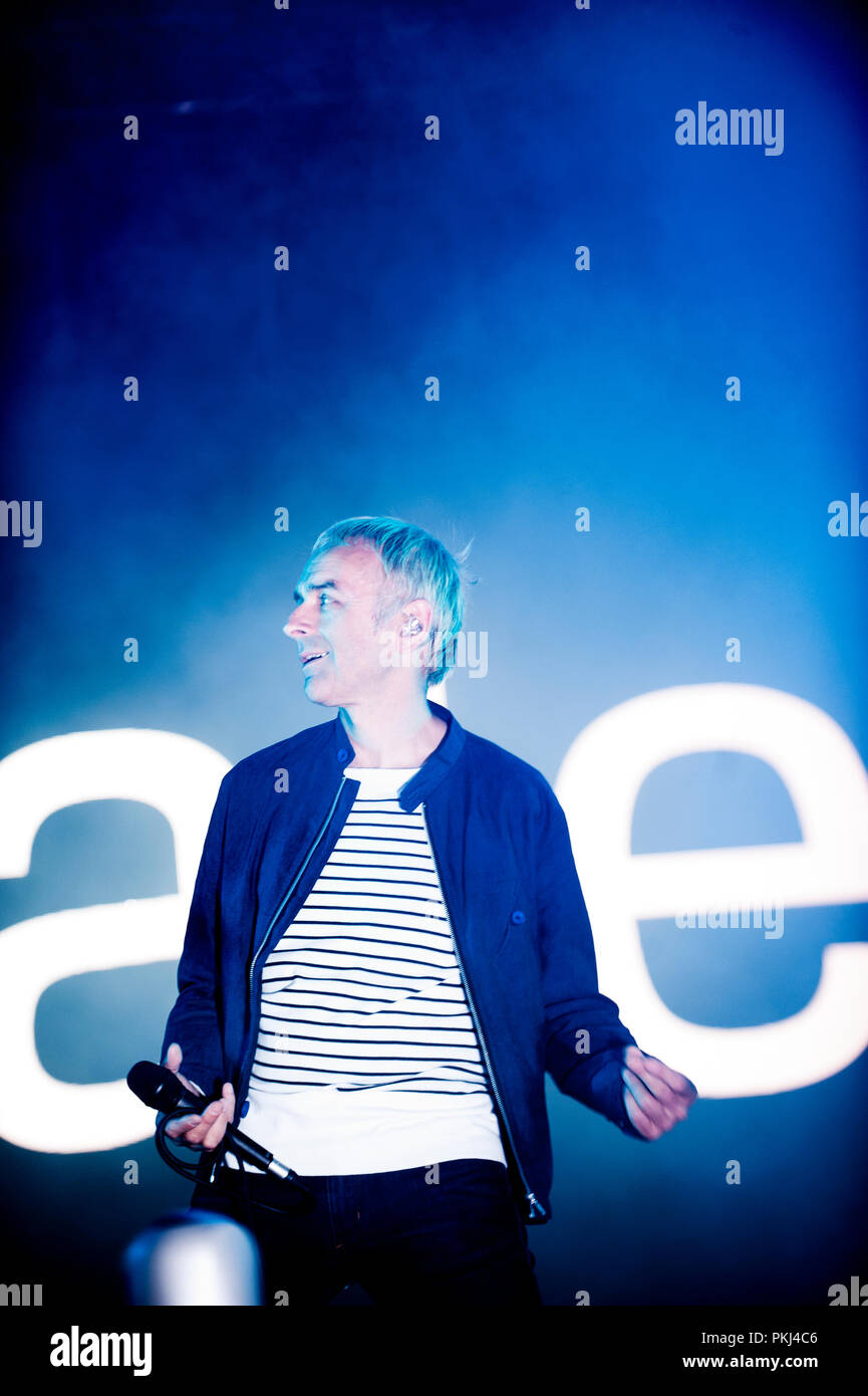 Concert of the British electronic group Underworld at the Bluedot