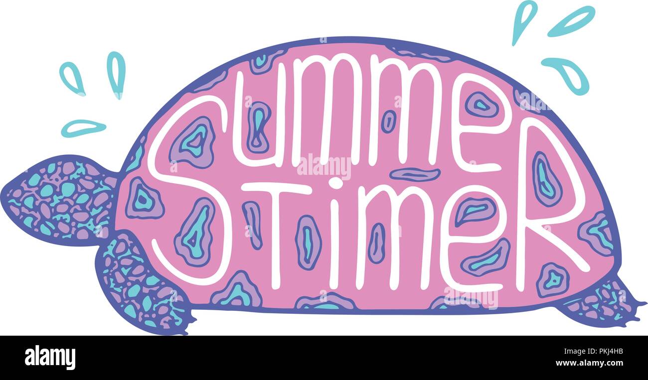 Illustration of a tortilla with a unique hand-drawn lettering inside. Summer time. Stock Vector