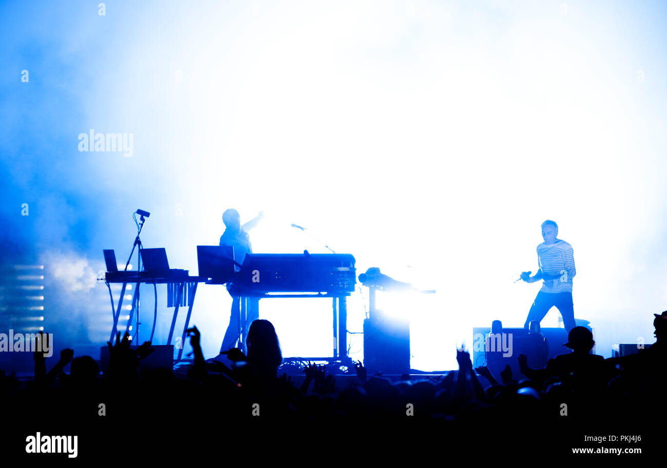 Concert of the British electronic group Underworld at the Bluedot
