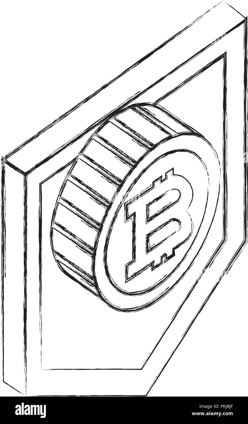 shield with bitcoin virtual isometric icon vector illustration design ...