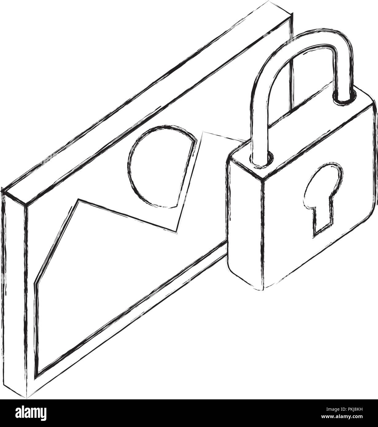 picture file with padlock isometric icon vector illustration design Stock Vector