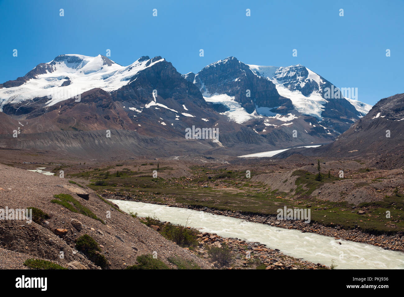 Columbia Icefield and Athabasca Glacier. Alberta Canada. Stock Photo