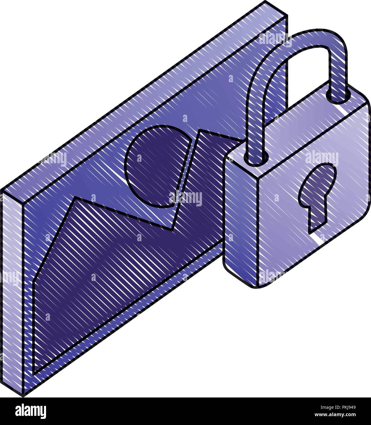picture file with padlock isometric icon vector illustration design Stock Vector
