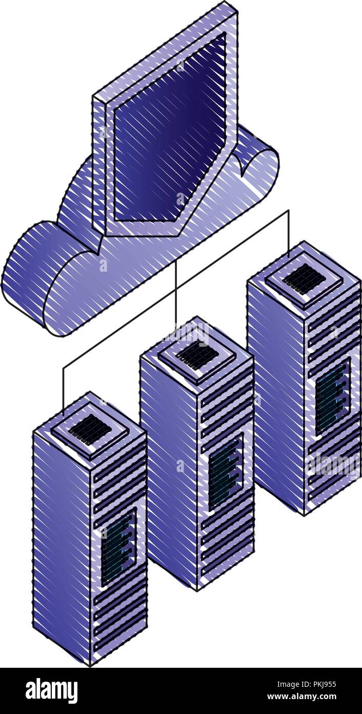 cloud computing with shield and servers data center vector illustration ...