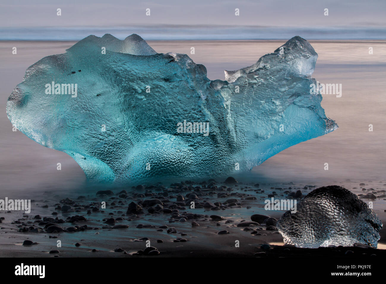 Abstract shapes of growlers (icebergs) at Jökulsarlon Glacier Lagoon