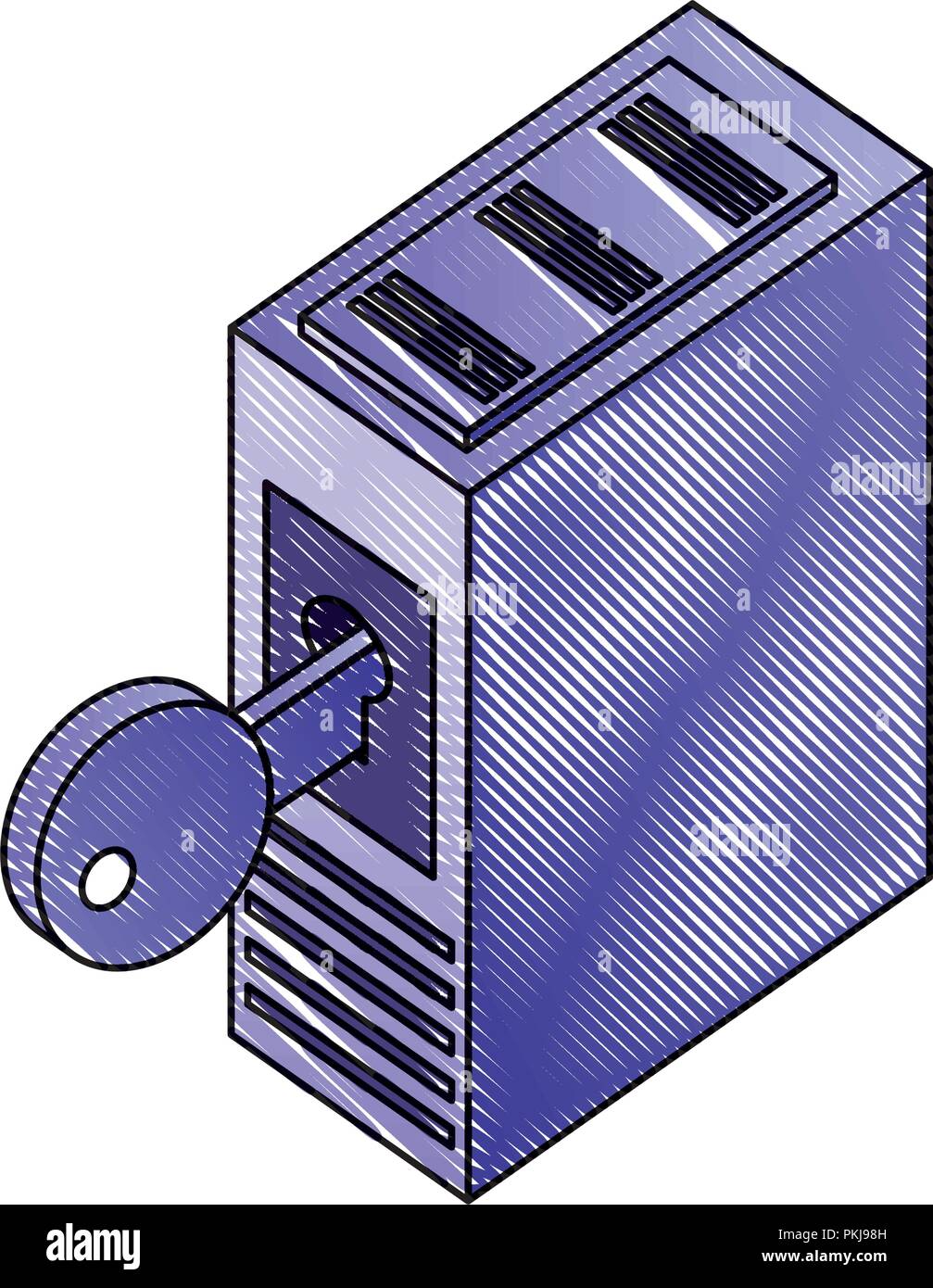 server data center with key isometric icon vector illustration design ...