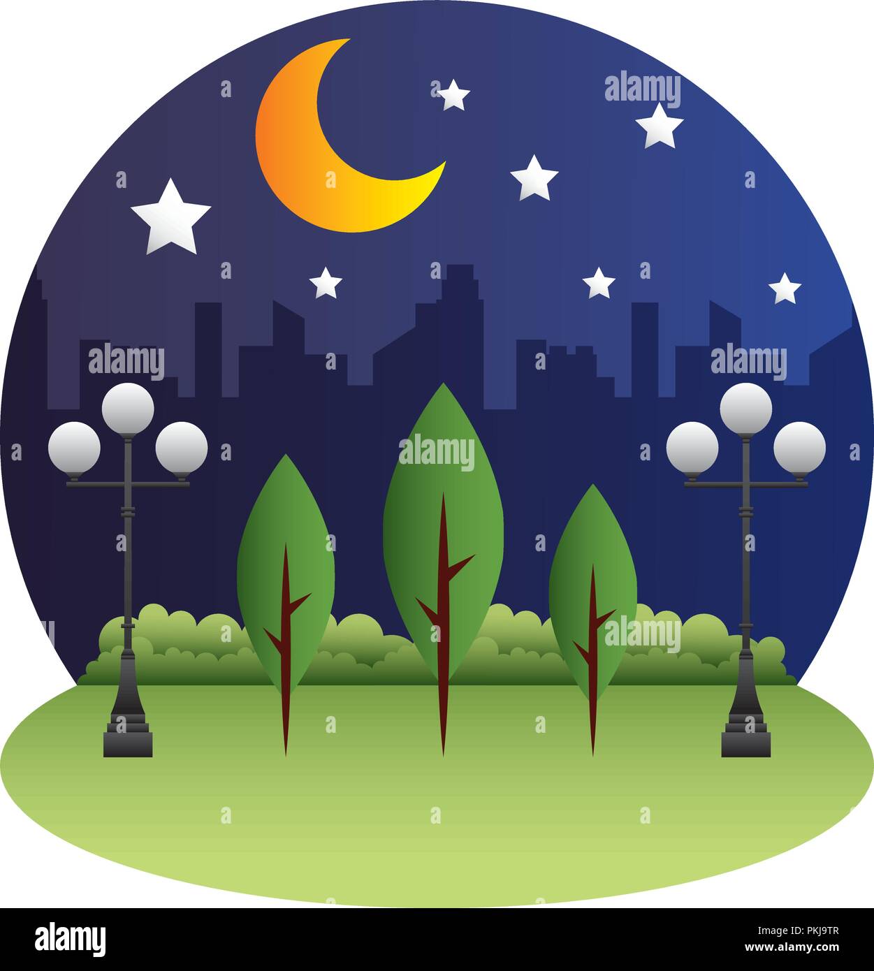 park scene at night isolated icon vector illustration design Stock ...