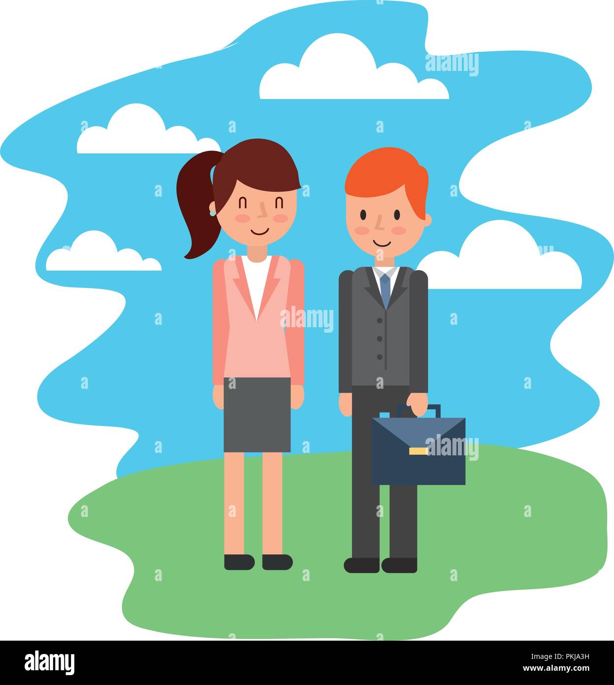 business couple elegant in landscape avatar character vector ...