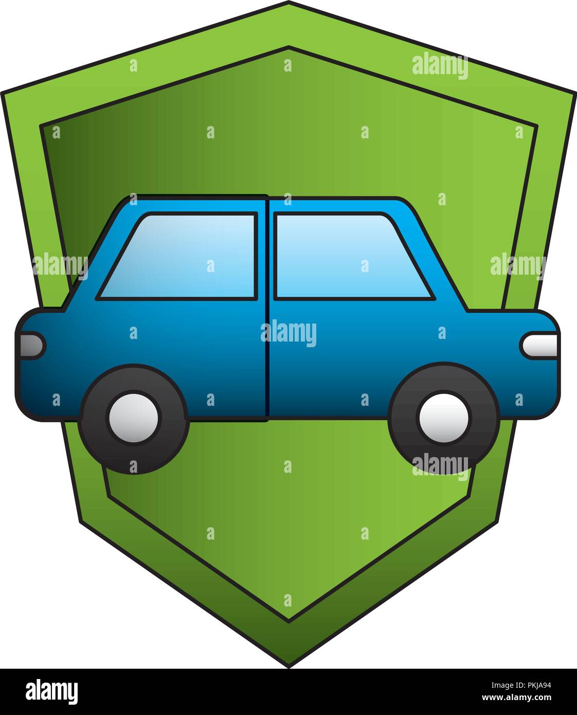 car sedan with shield silhouette isolated icon vector illustration ...