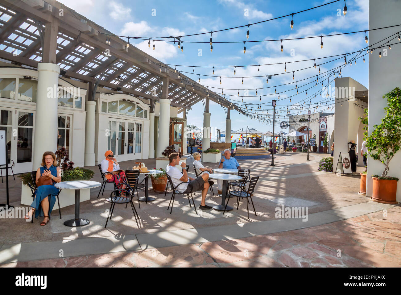 The Del Mar Plaza terrace, Del Mar, California Stock Photo