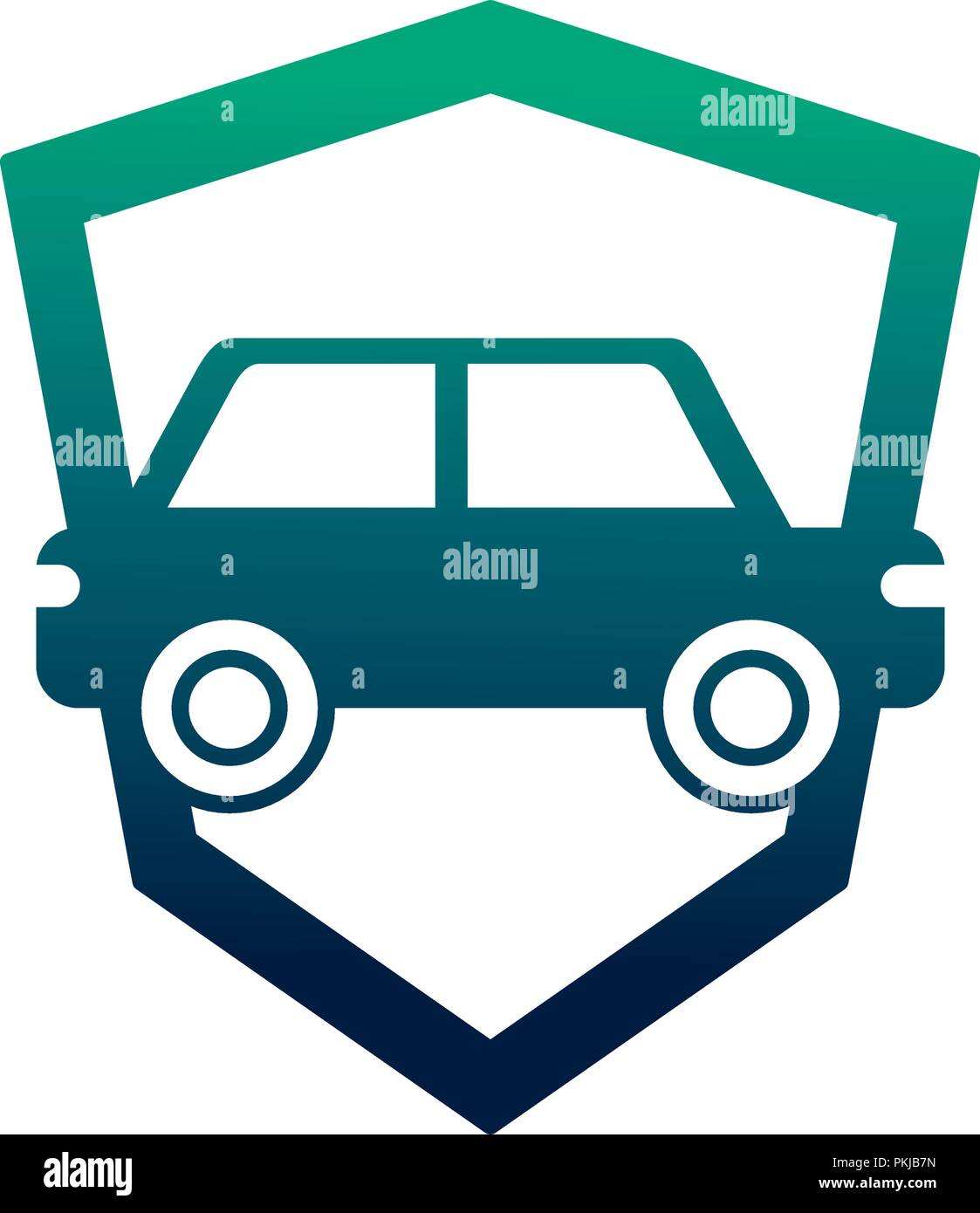 car sedan with shield silhouette isolated icon vector illustration ...