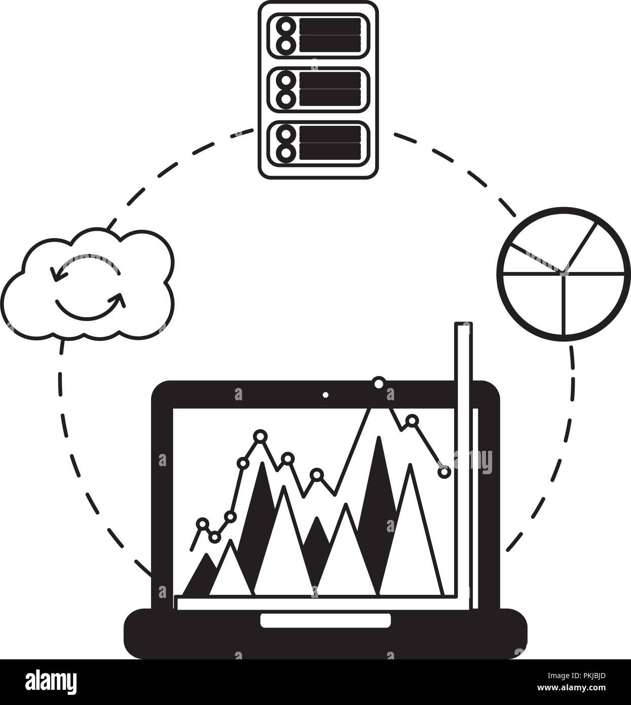 business laptop chart report cloud computing database Stock Vector ...