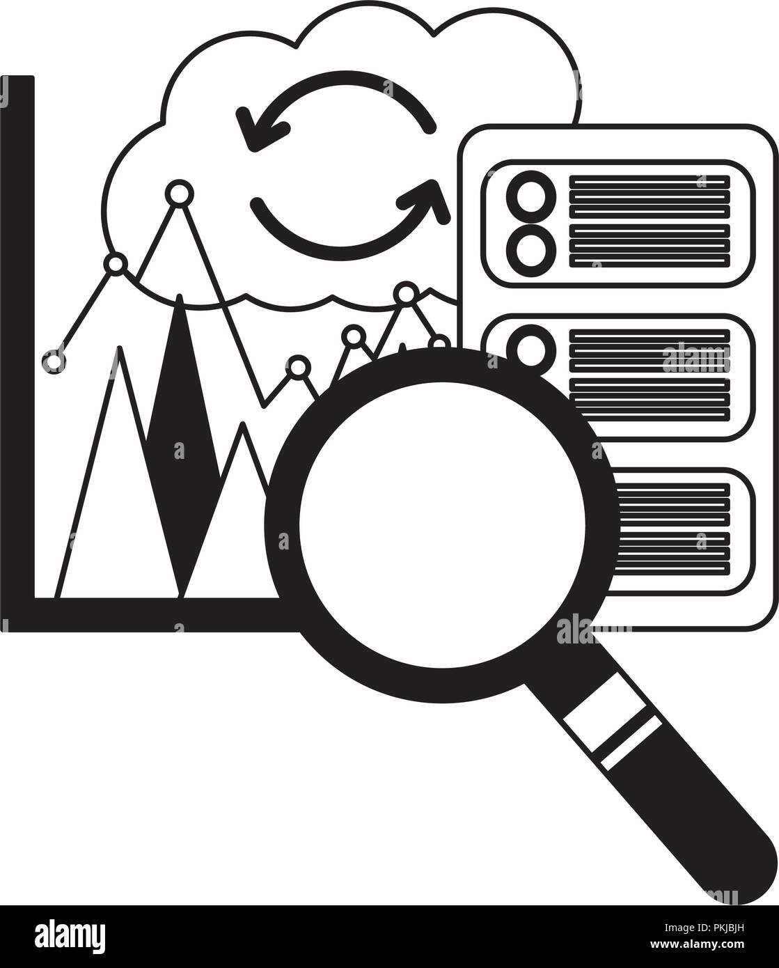 database server cloud computing reload chart search vector illustration ...