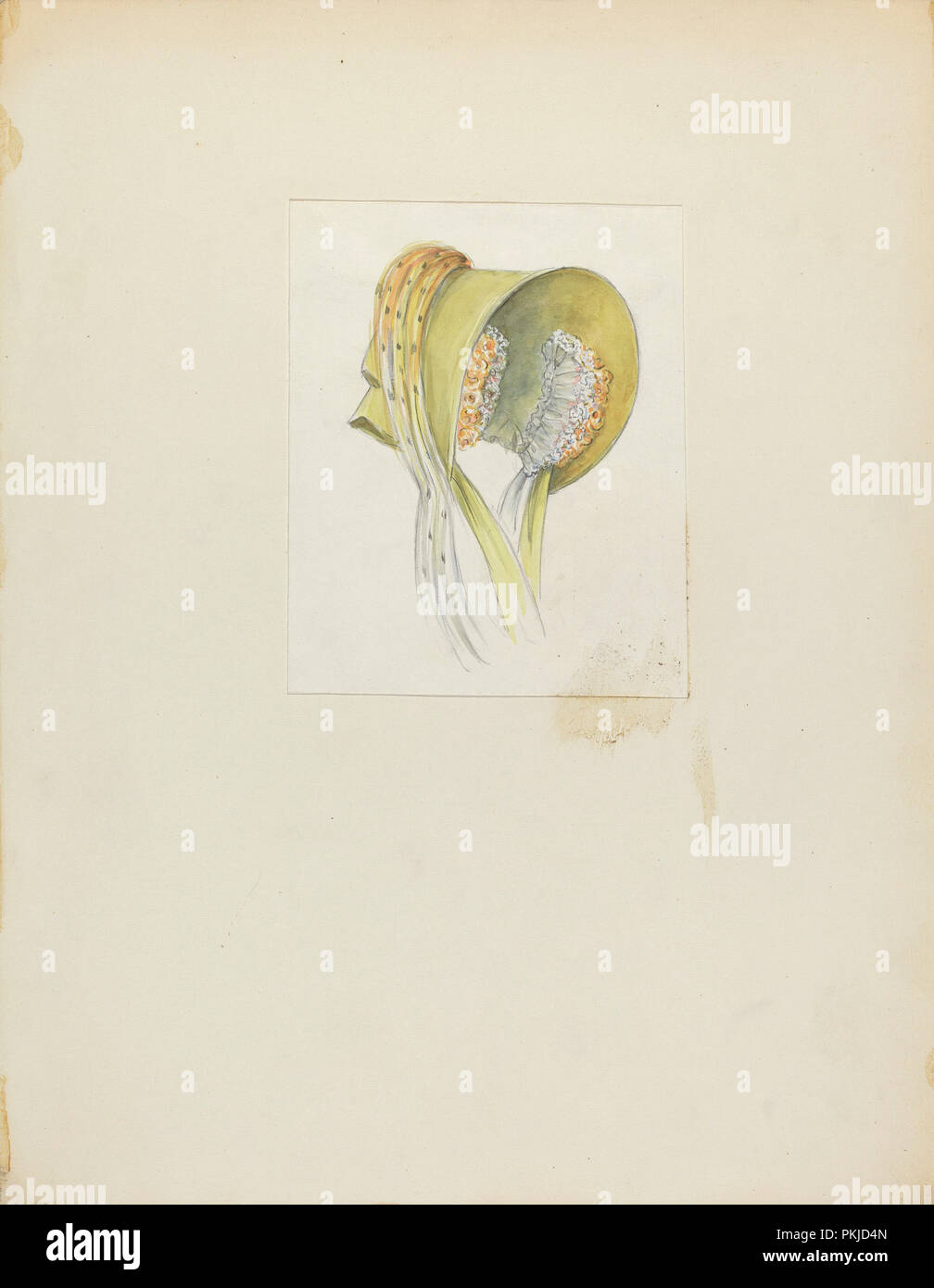 Bonnet. Dated: c. 1940. Dimensions: overall: 29.9 x 23.1 cm (11 3/4 x 9 1/8 in.). Medium: watercolor and graphite on paperboard. Museum: National Gallery of Art, Washington DC. Author: Jessie M. Benge. Stock Photo