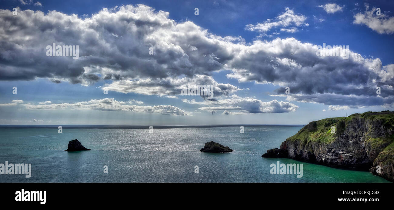 GB - DEVONSHIRE: Panoramic view of the English Channel seen from Barry Head near Brixham (HDR-Image) Stock Photo
