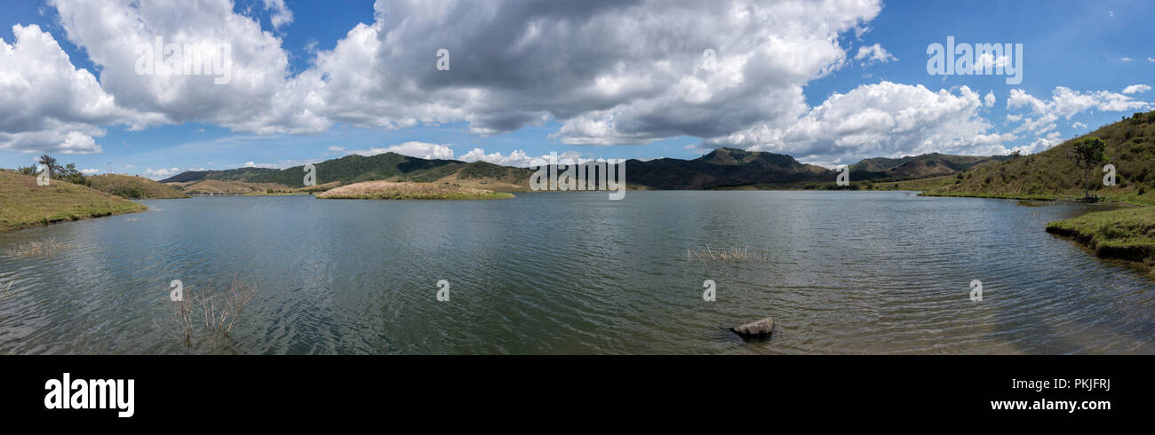 A beautiful panoramic view of the lake and its natural beauty. Stock Photo