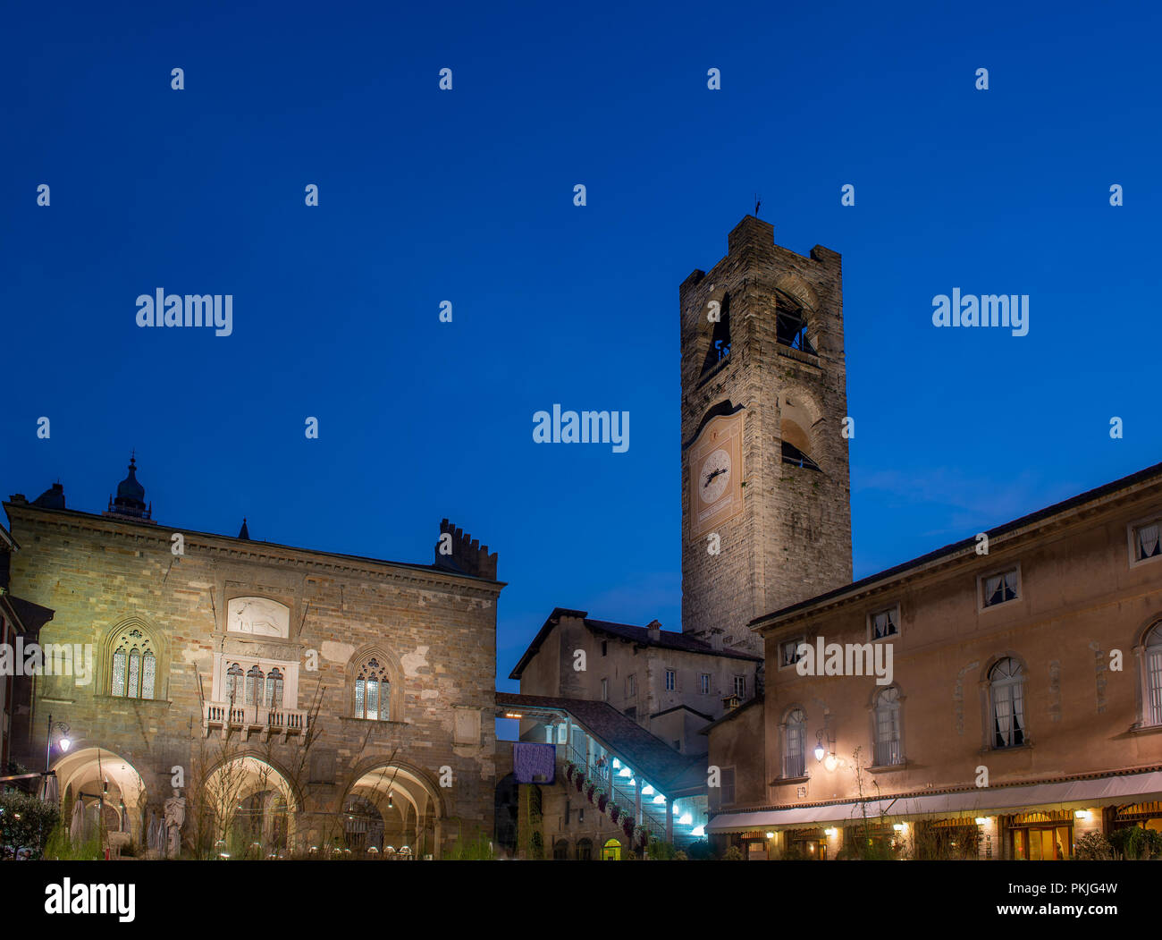 Bergamo Italy September 11 th 2018: Bergamo Old Town in a high-rise city transformed into a botanical garden for the masters of the landscape Stock Photo