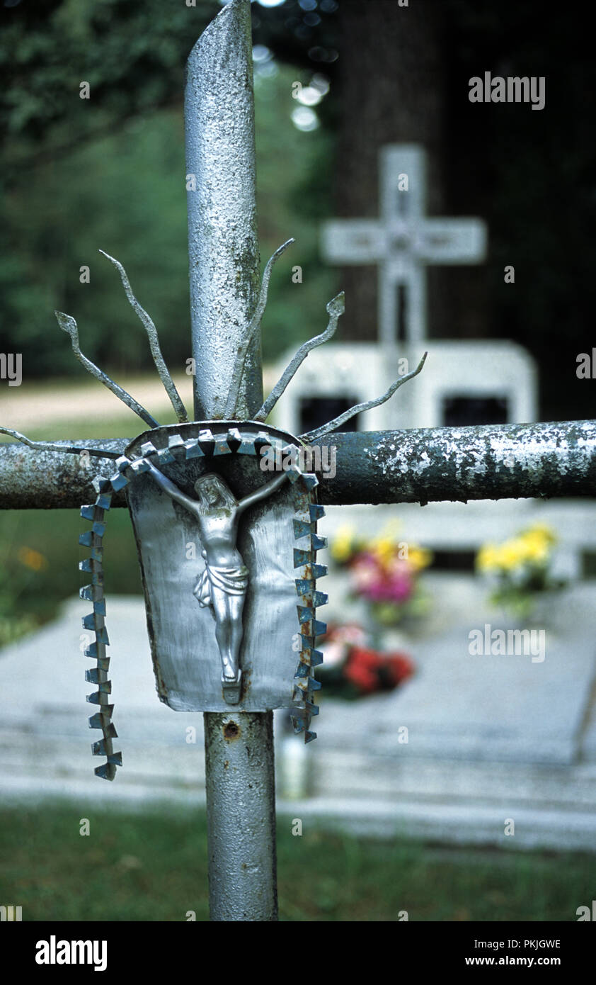 Vilage cemetery in the Suwalszczyzna region of north east Poland August 2007 Stock Photo
