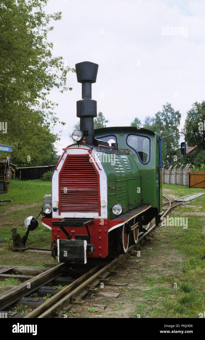 Wigry Narrow Gauge tourist railway diesel engine. The line runs along the south of Wigry Lake through the national Park. It was once used for transpor Stock Photo
