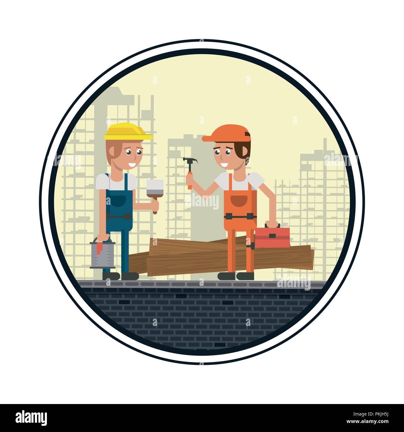 Geometric workers cartoons Stock Vector