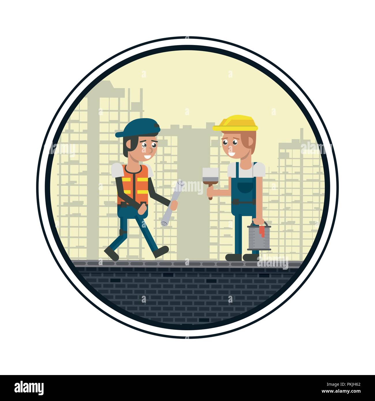 Geometric workers cartoons Stock Vector