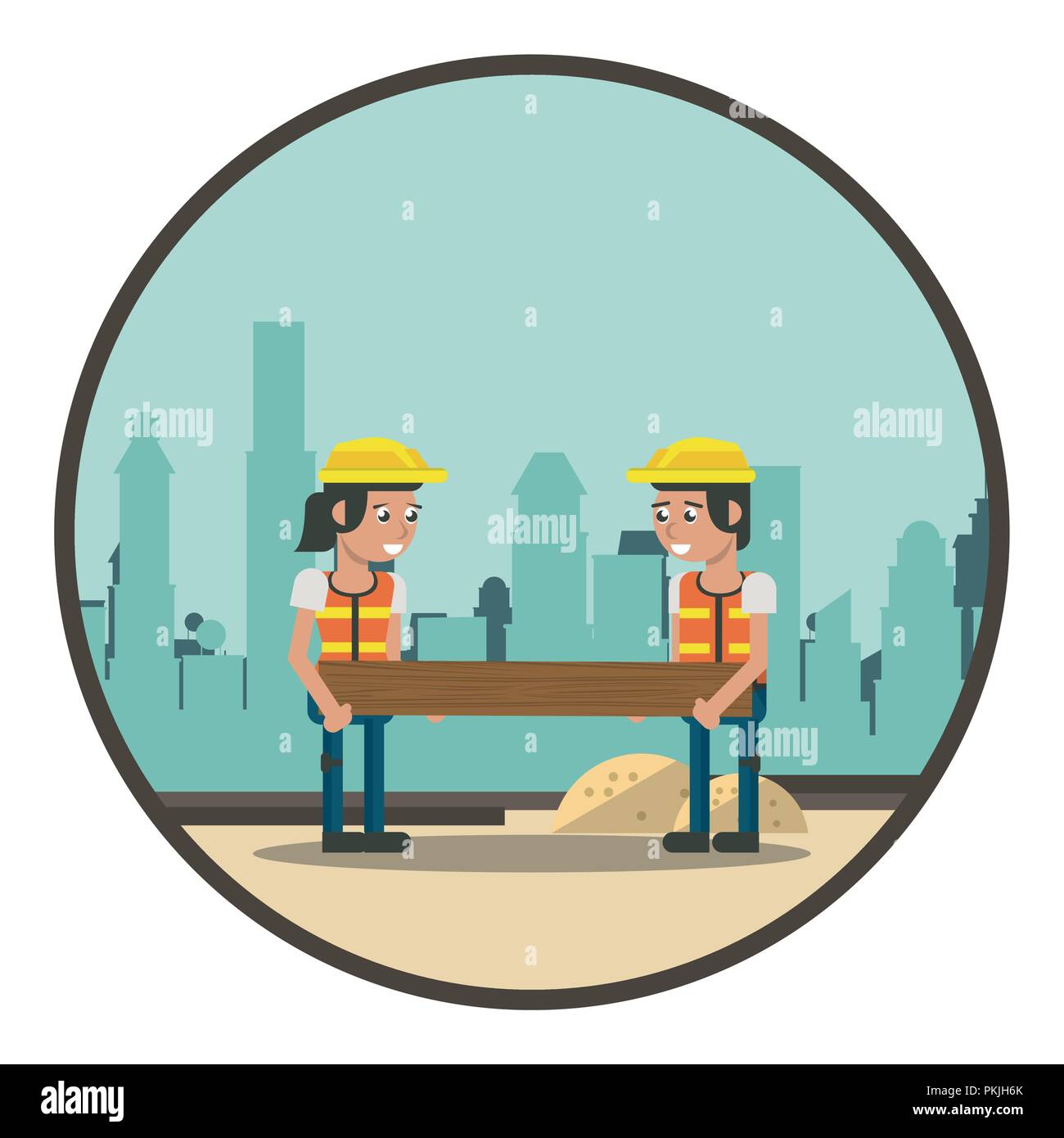 Geometric workers cartoons Stock Vector