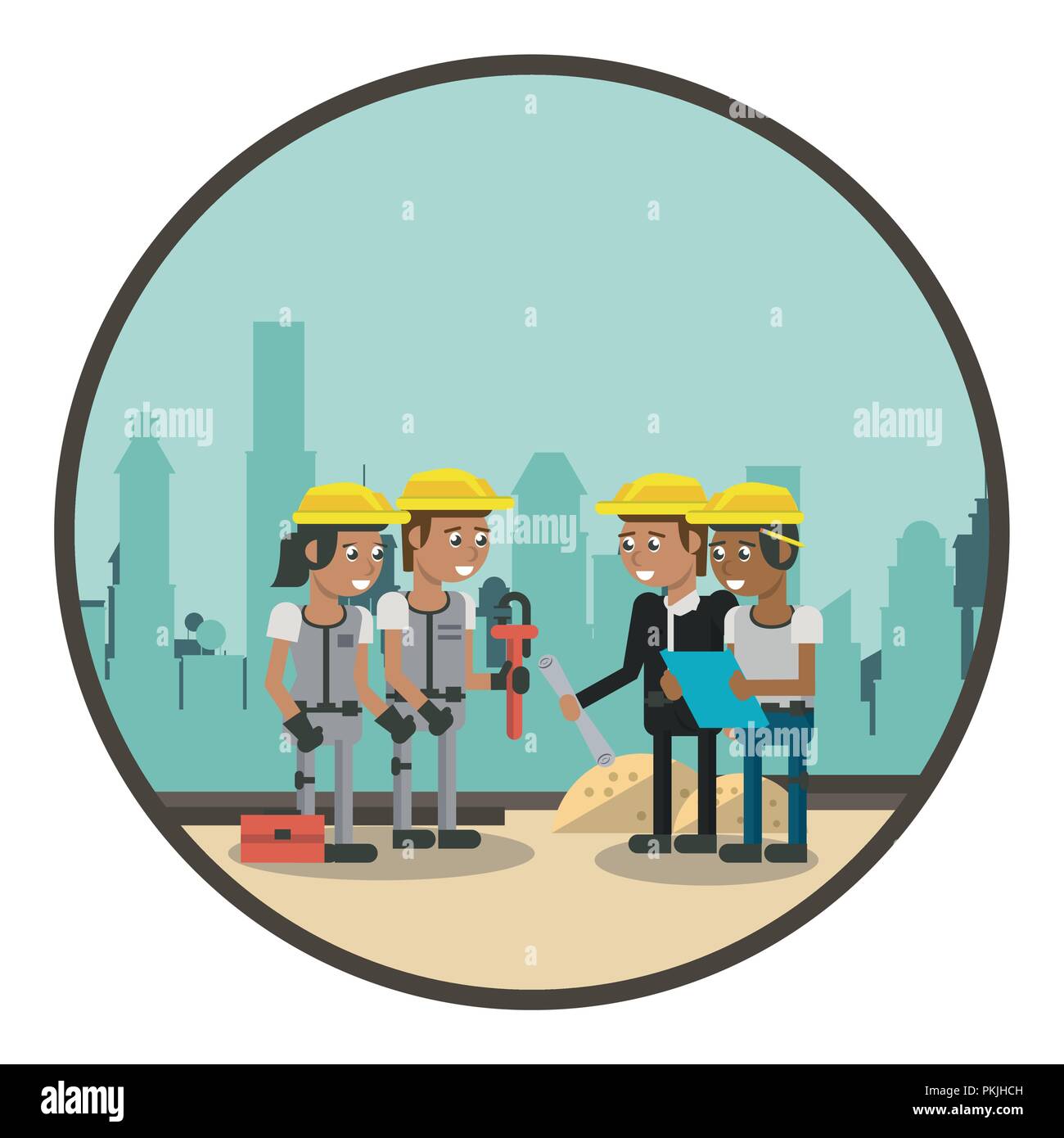 Geometric workers cartoons Stock Vector