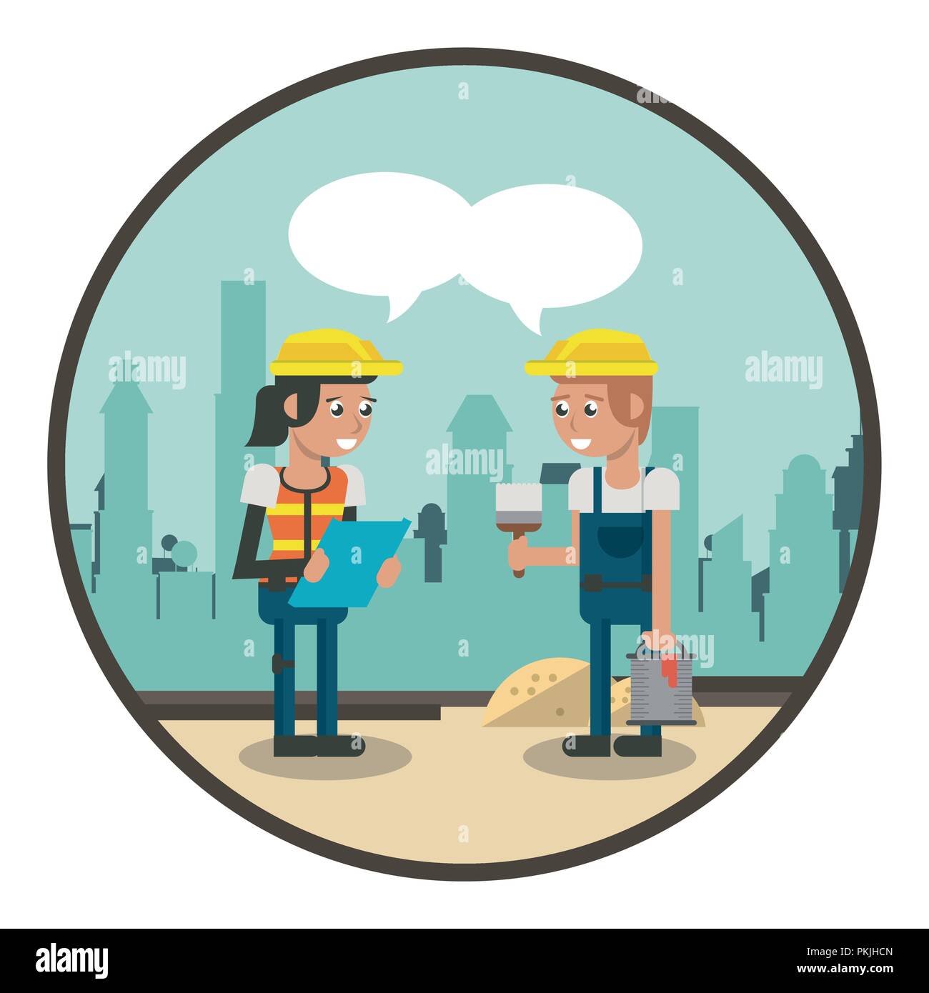 Geometric workers cartoons Stock Vector