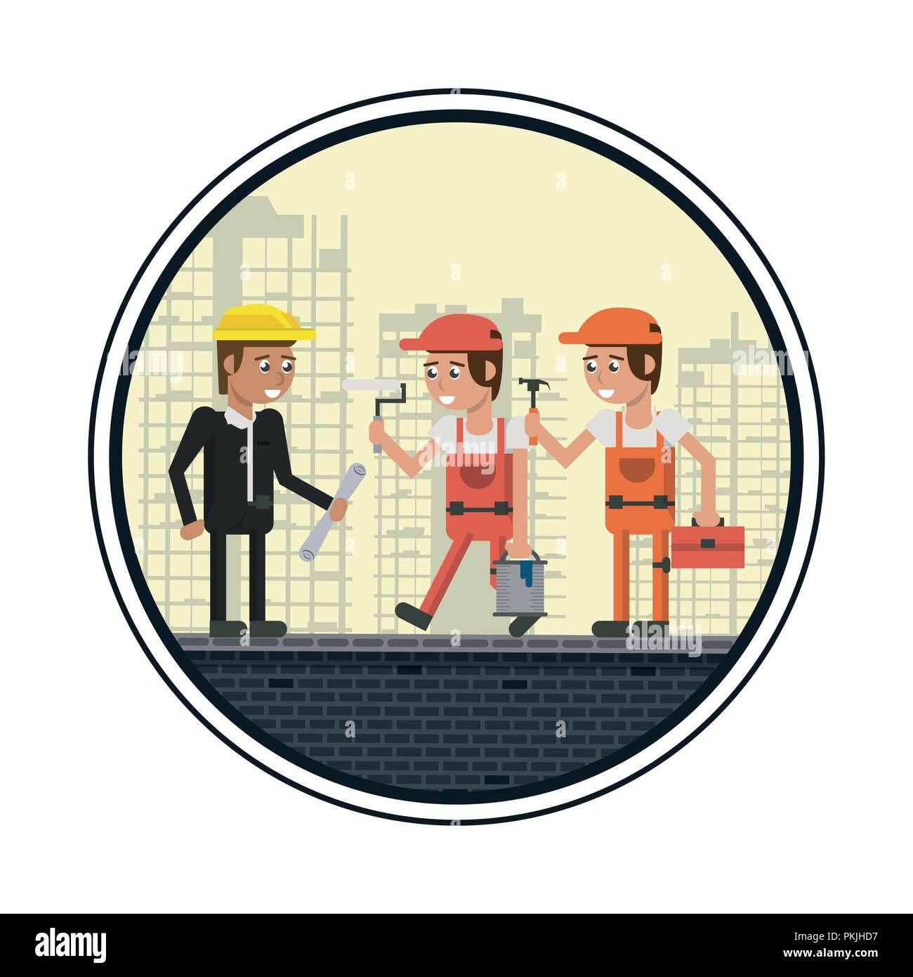 Geometric workers cartoons Stock Vector