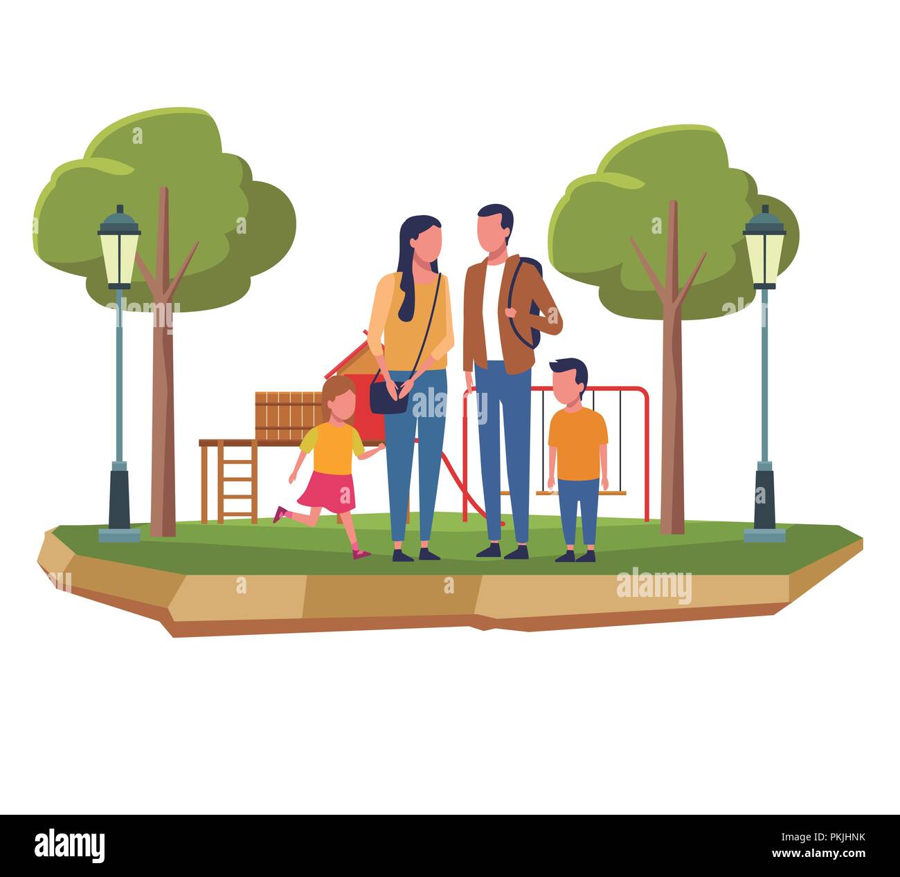 Family in park Stock Vector Image & Art - Alamy