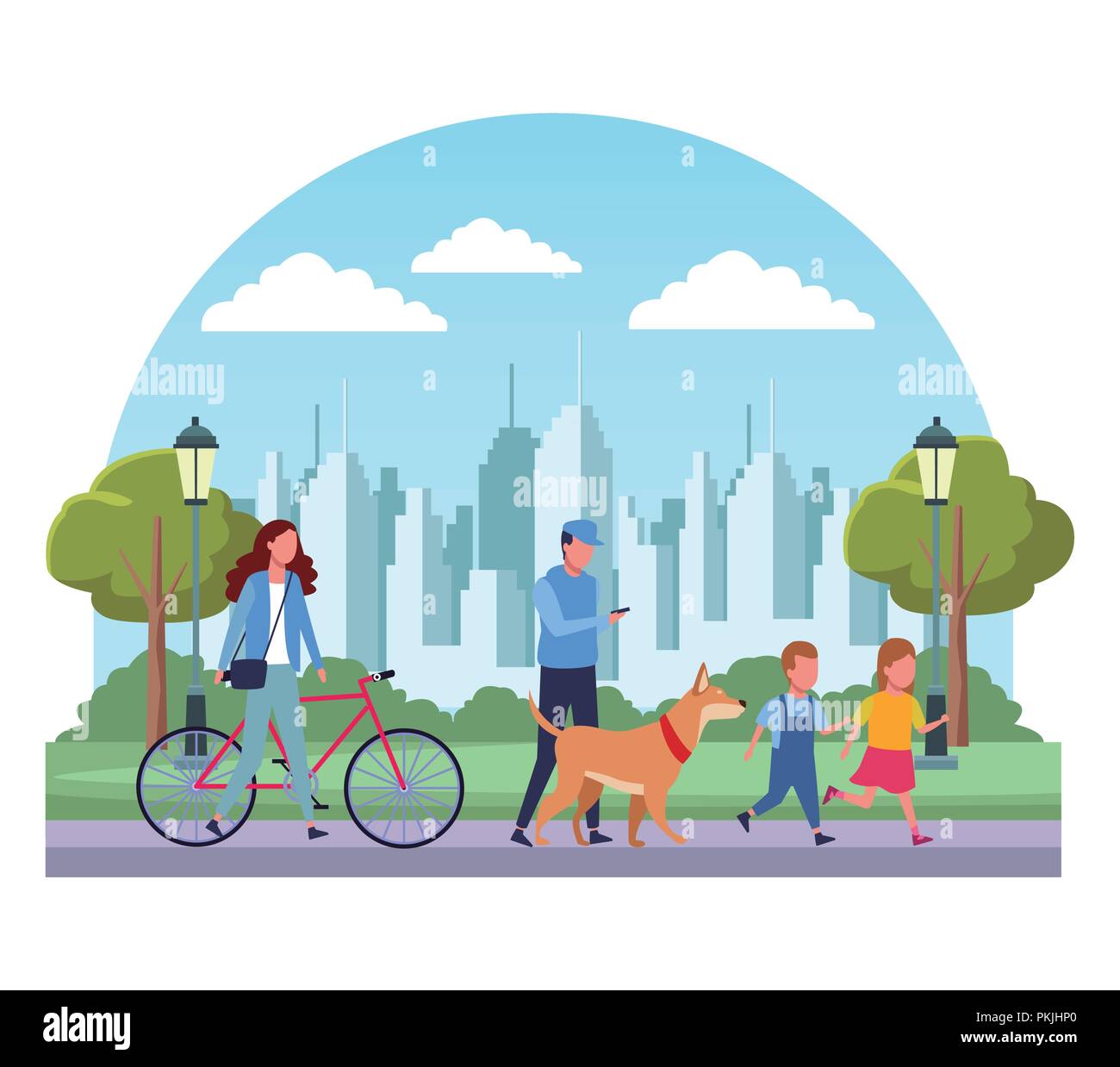Families in park Stock Vector Image & Art - Alamy