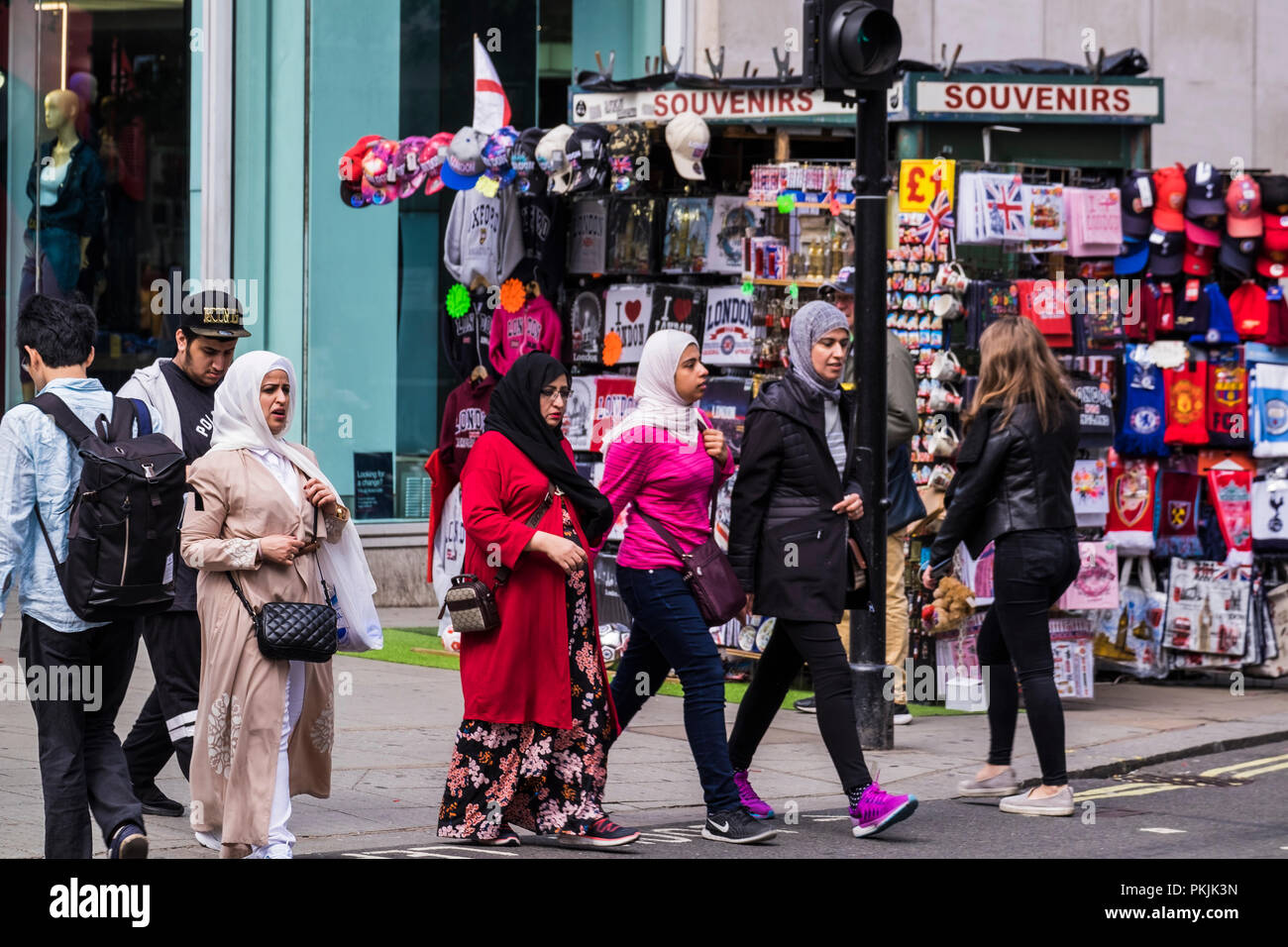 Muslim women shopping on Oxford Street, London, England, U.K. Stock Photo