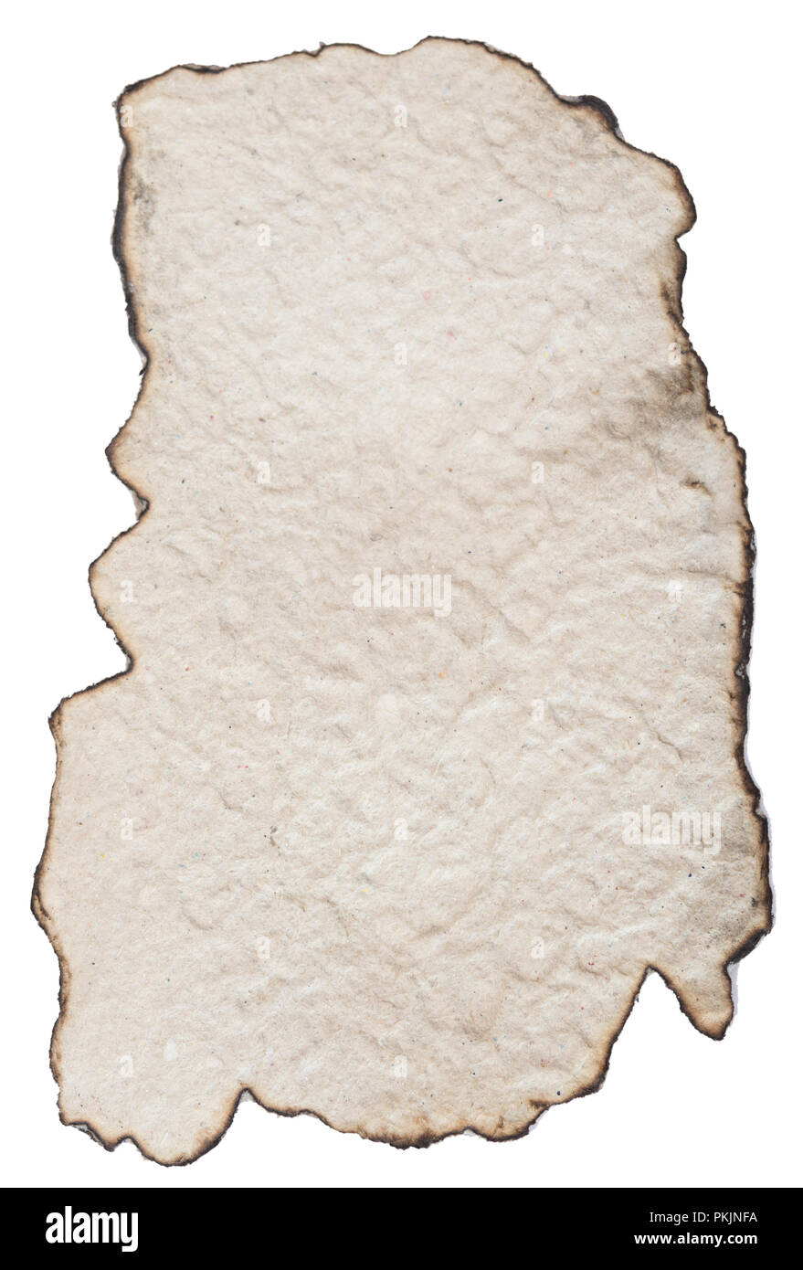Burnt cardboard isolated on white background Stock Photo